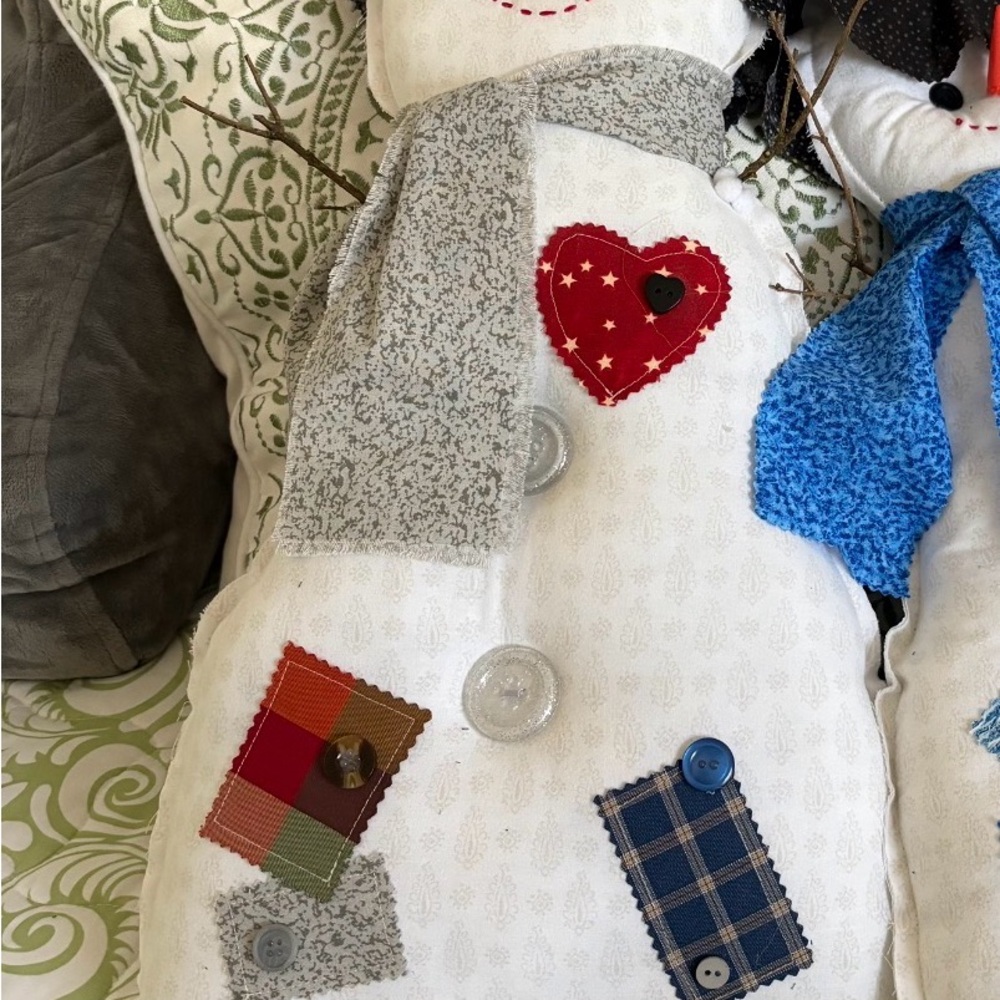 Charming Snowman Pillow with Red Heart Accent